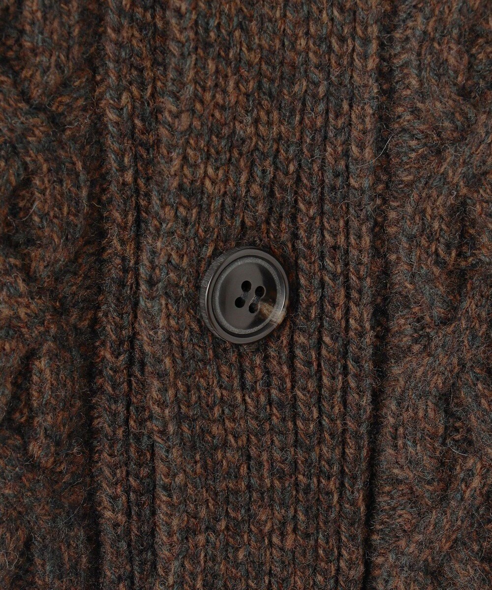 JOSEPH ABBOUD 【イタリア糸使用/軽く暖かい】 ラムウールケーブル柄ショールカラーカーデ 