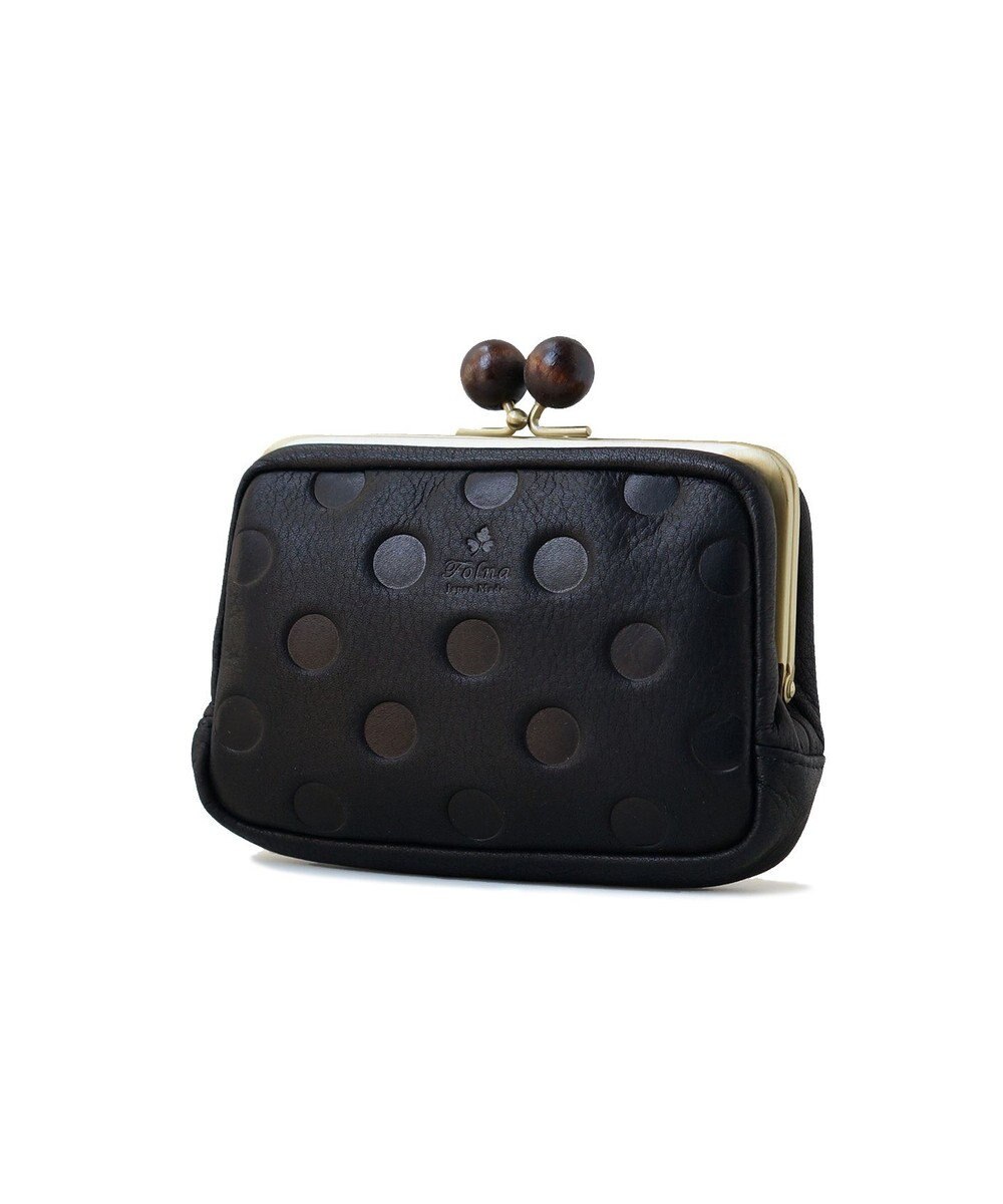FOLNA RD ドット型押し ウッドボールがま口財布 マルチポーチ 