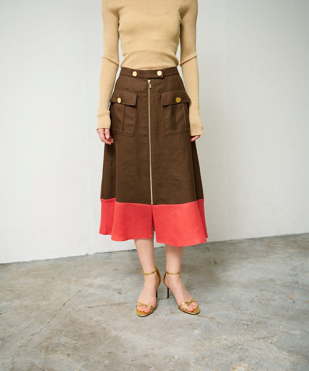 GRACE CONTINENTAL バイカラージップスカート 