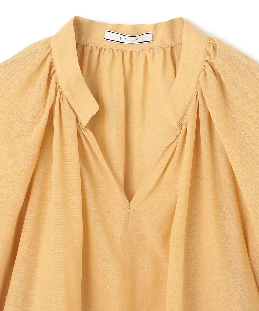 BEIGE， 【洗える】MOYE / シアーウールパフスリーブブラウス 