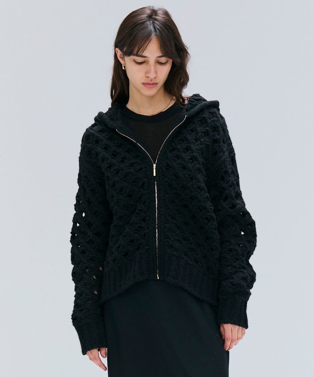 BEIGE， KOKOMO / ウールアルパカメッシュニットパーカー 