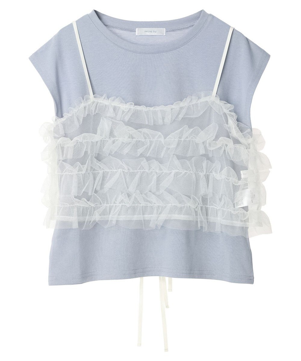 Green Parks ・ｓｗｉｎｇ　ｂｙ　ＳＥＴ２点チュールビスチェ＆フレンチＴ 