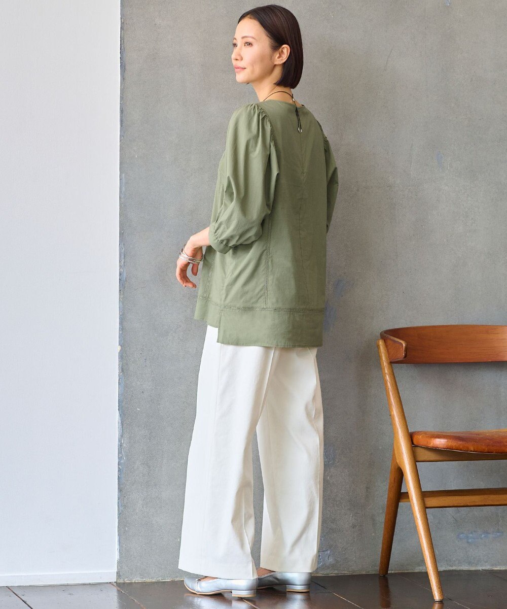 自由区 【洗える・XSサイズあり】ジオメトリックエンブロイダリー ブラウス 