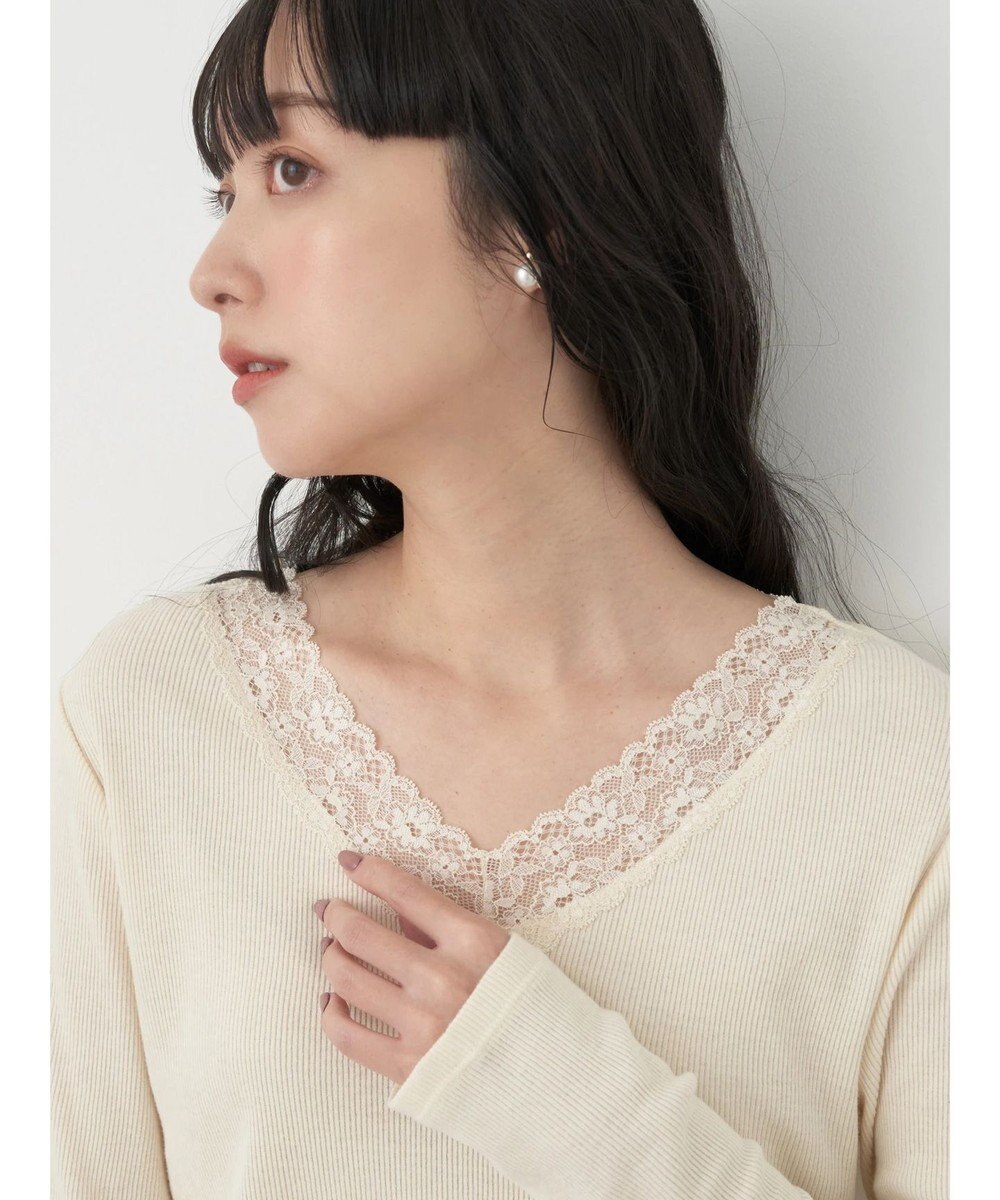 earth music&ecology レースＶネックテレコインナー 