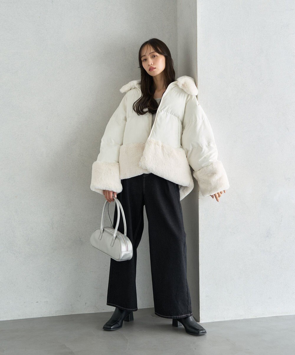 earth music&ecology フードファー中綿ショートコート 