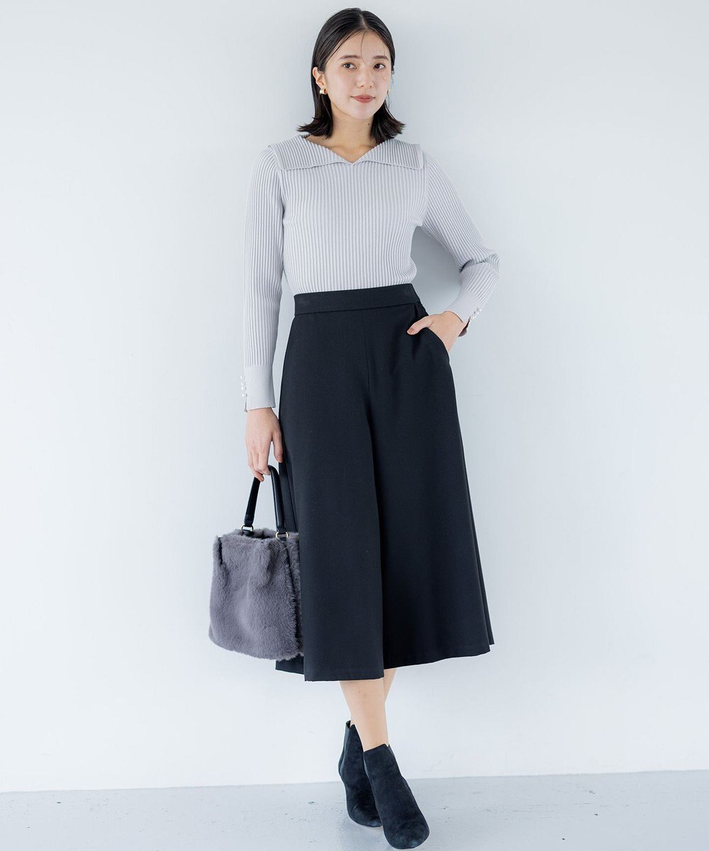 組曲 T/Rツイルストレッチ フレアパンツ 