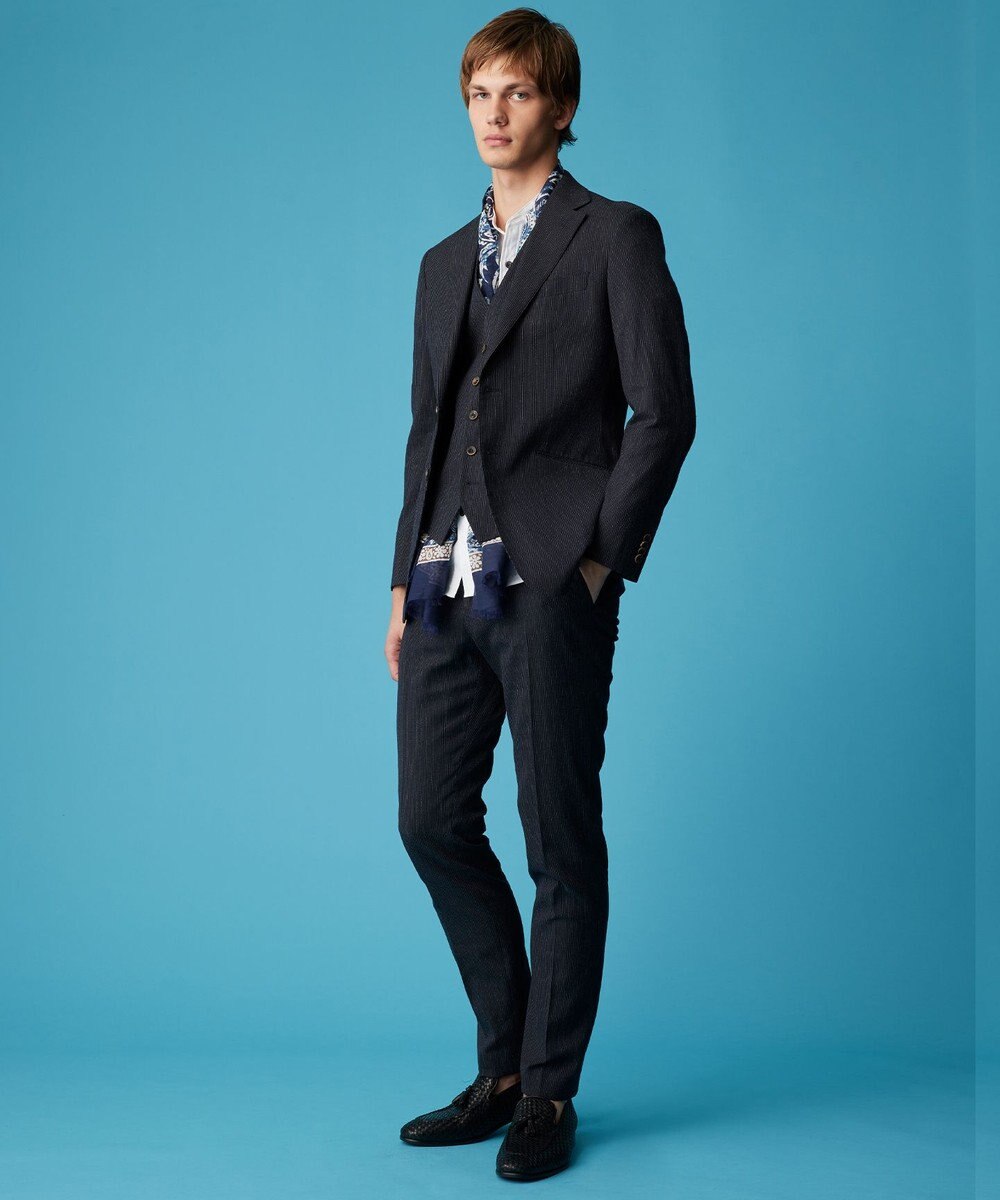 JOSEPH ABBOUD 【麻100％・軽い・涼しい】 モイスチャーリネンバンドカラーシャツ 