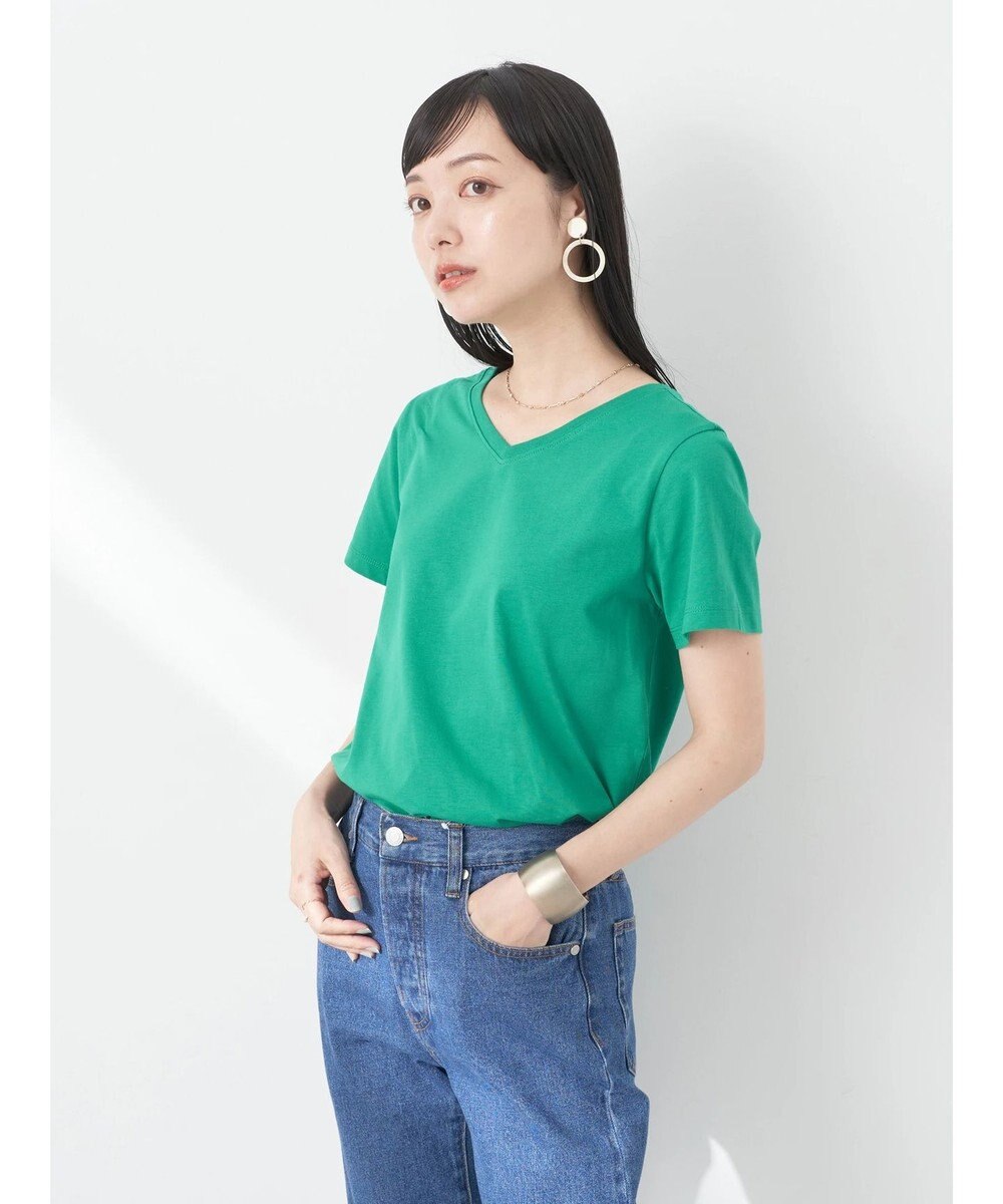 earth music&ecology ＶネックＴシャツ（汗じみ防止） 