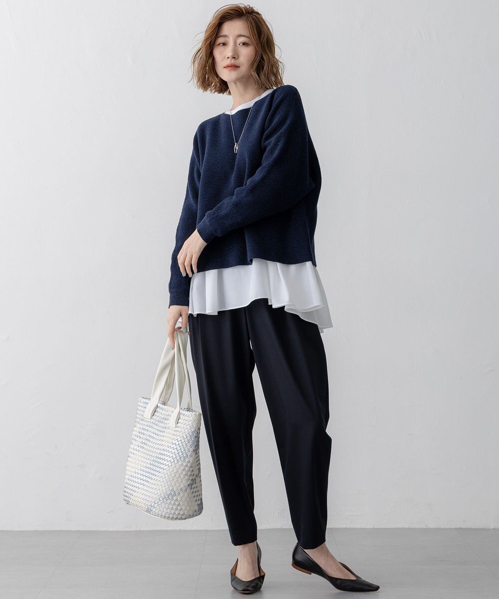 23区 S 【ご好評につき新色追加】ナチュラルコットンベアコンビ ペプラム カットソー 