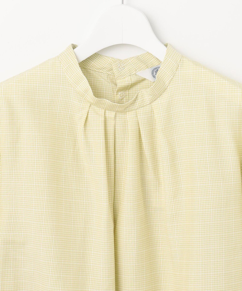 J.PRESS LADIES L 【洗える】セルロース チェック スタンドカラー ブラウス 