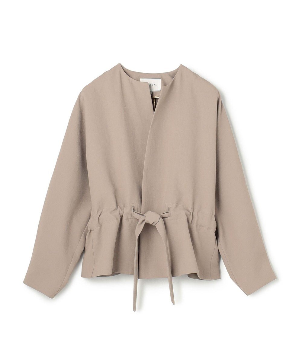 BEIGE， PORDIC / ドロスト付きノーカラージャケット 