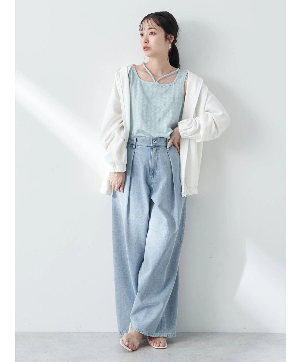 earth music&ecology タックワイドデニムパンツ 