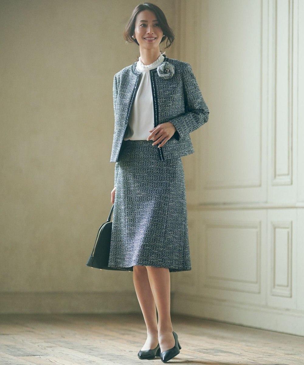 23区 L 【洗える】バックサテンアムンゼン フリルカラー ブラウス 