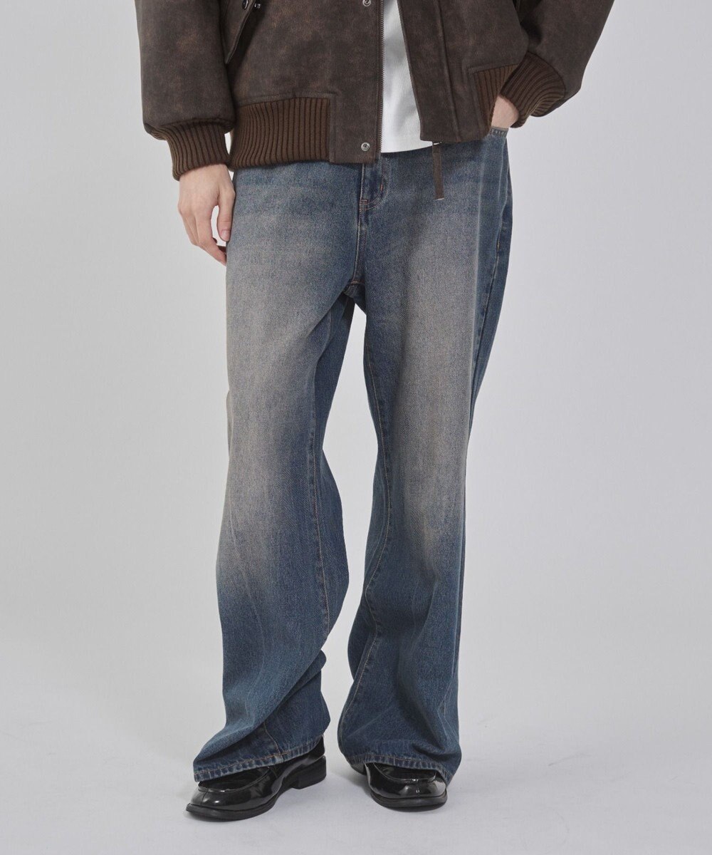 WEGO 【ユニセックス着用ITEM/ウエスト調整可】フレアデニムパンツ 