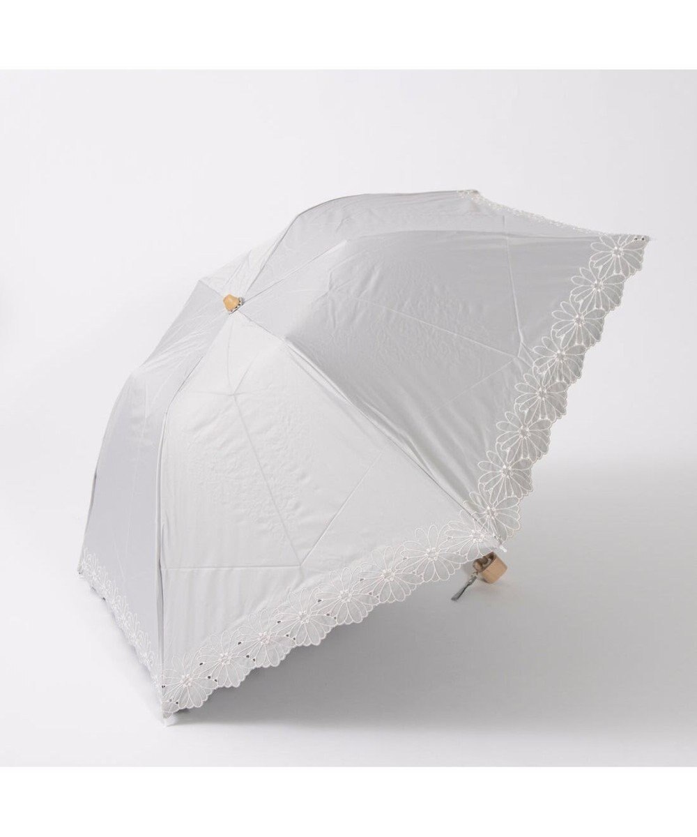 AURORA　晴雨兼用２段(40cm)折りたたみ傘　WHITEに縁ストライプ AURORA 晴雨兼用2段(40cm)折りたたみ傘 WHITEに縁ストライプ