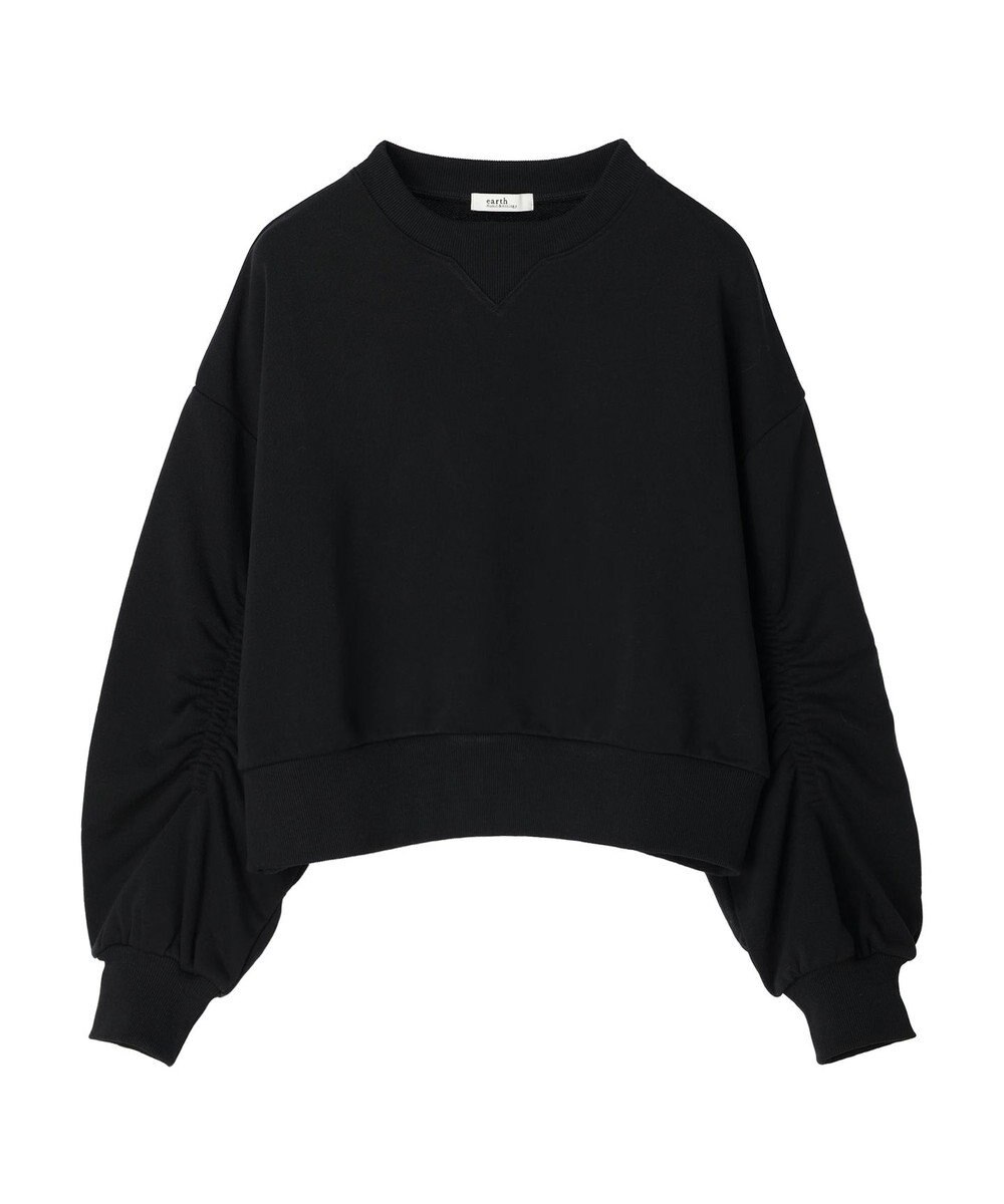 earth music&ecology クルーネック袖シャーリングスウェット 