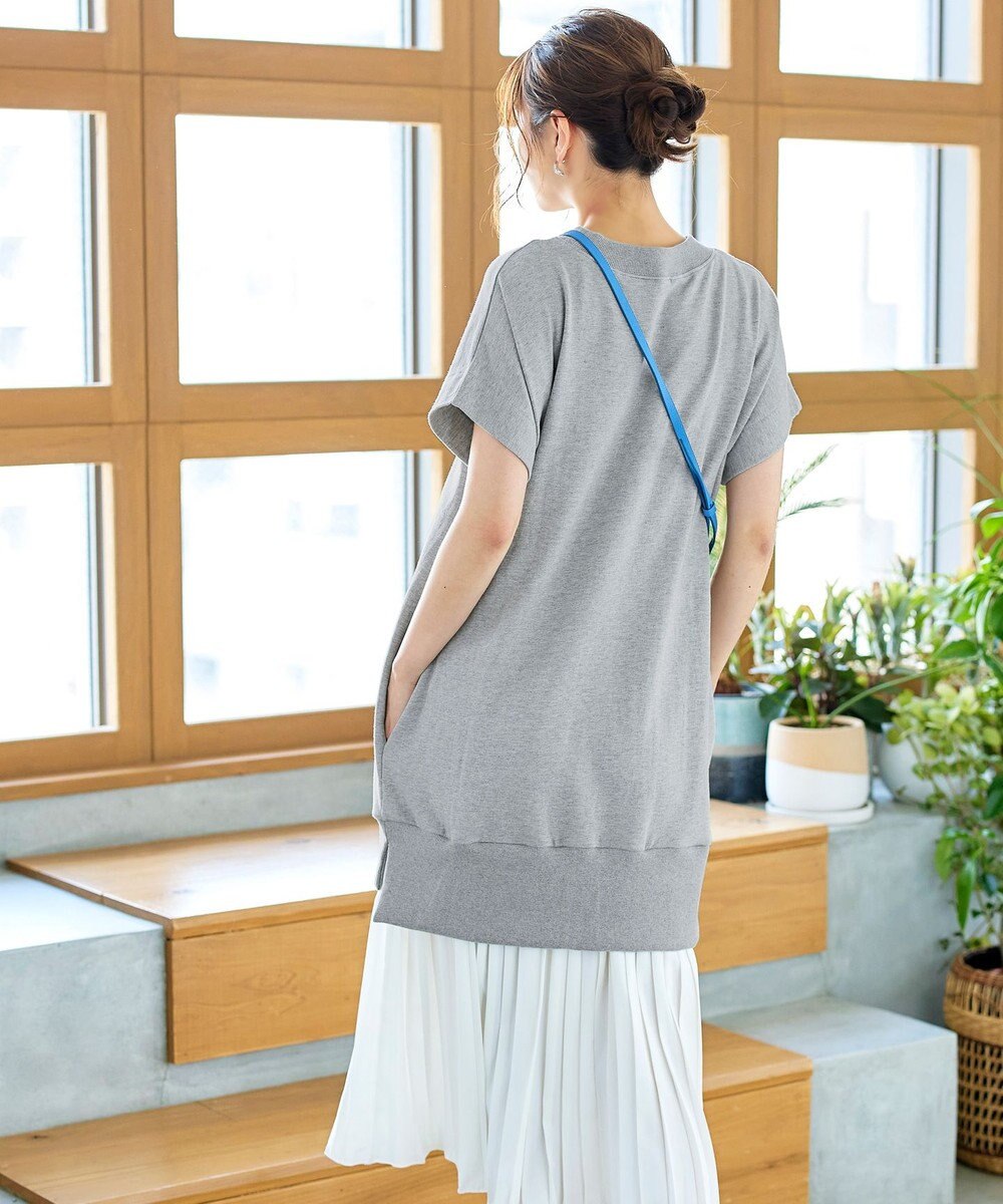 Tiaclasse 【洗える】裏毛プリーツコンビワンピース 