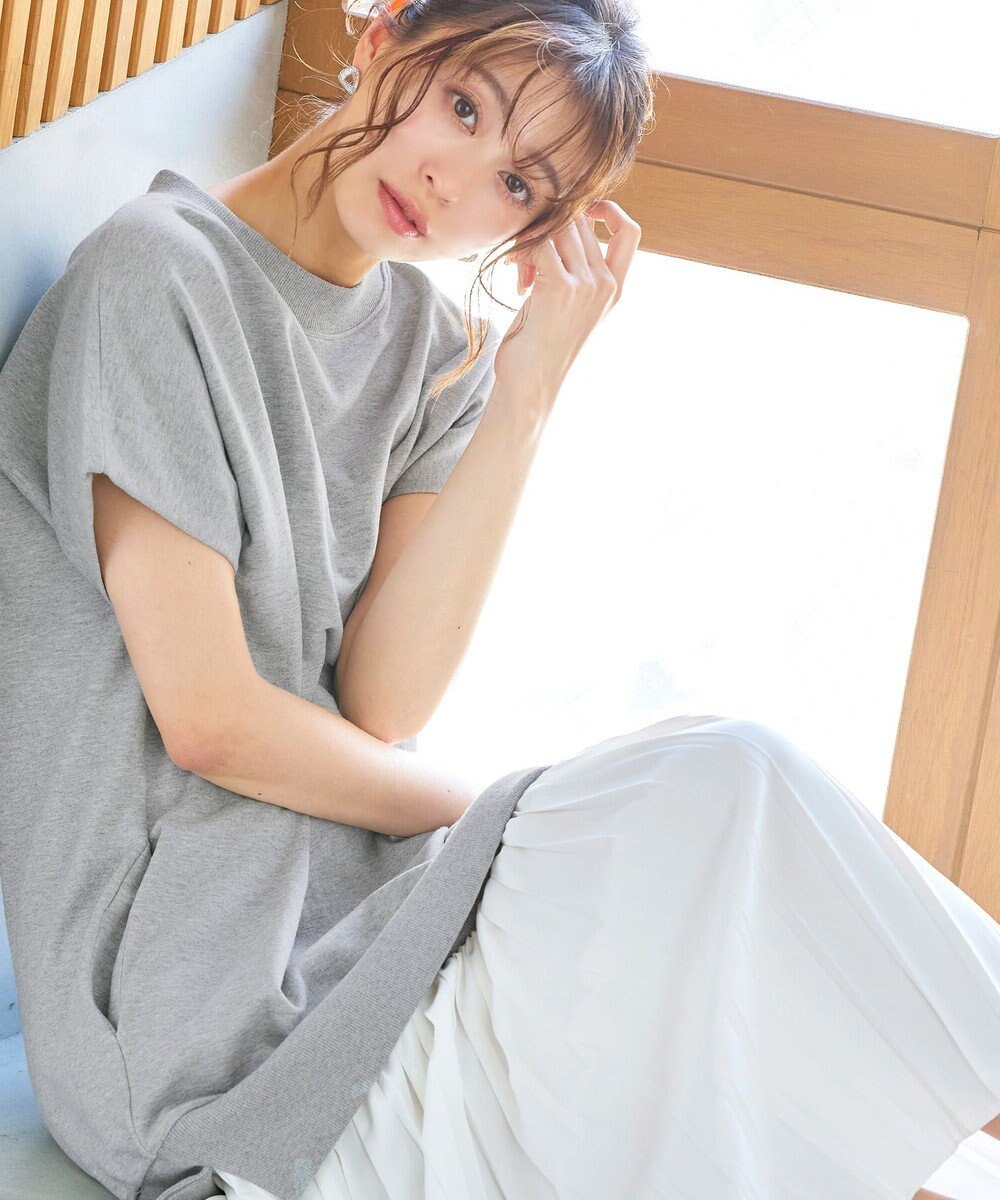 Tiaclasse 【洗える】裏毛プリーツコンビワンピース 