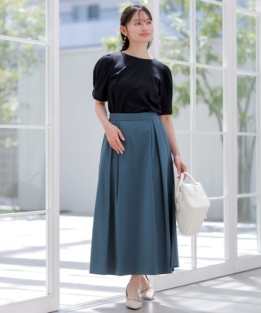 ANY SIS S 【撥水・汗ジミ防止・UVケア・洗える】スーピマスムース 袖タック Tシャツ 