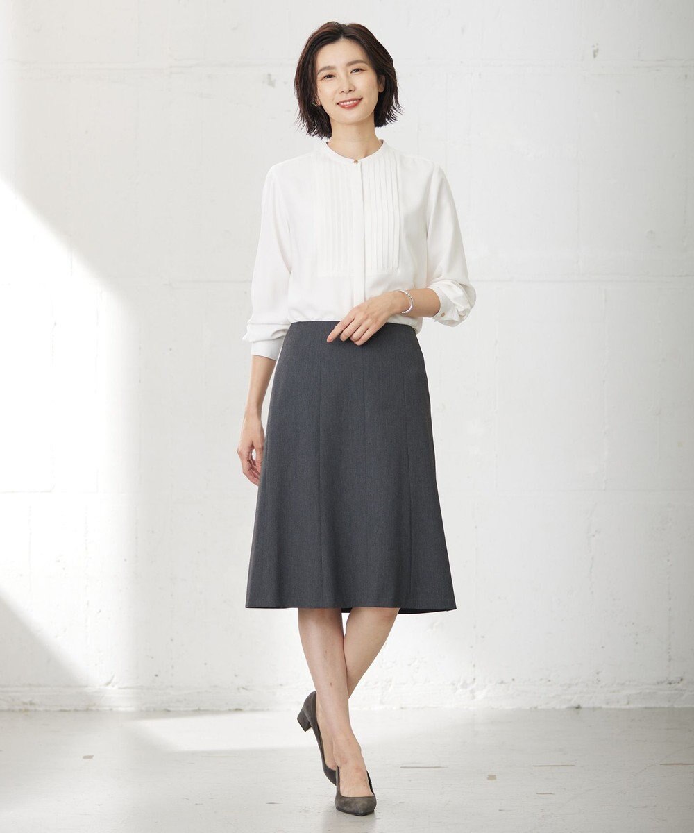 J.PRESS LADIES 【洗える】ヌーディスバックサテン バンドカラー ブラウス 