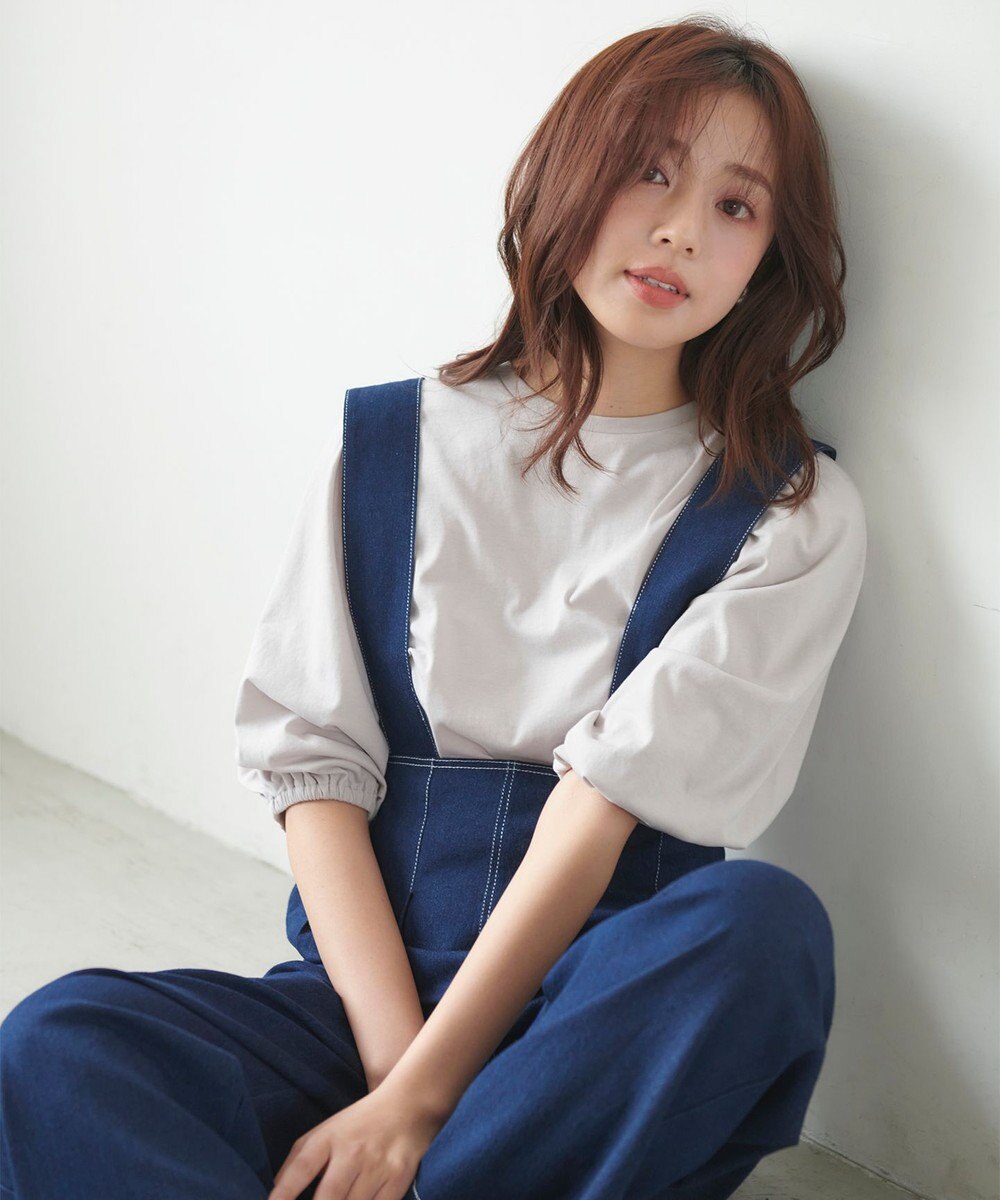 Feroux 【UVケア】バックリボンボリュームスリーブ Tシャツ 