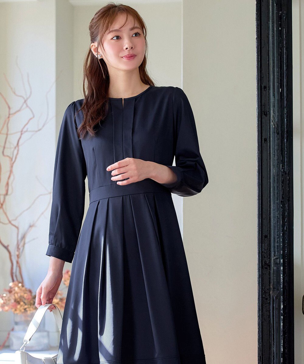 Tiaclasse L 【セレモニー・新色追加】キーネックフレアワンピース 