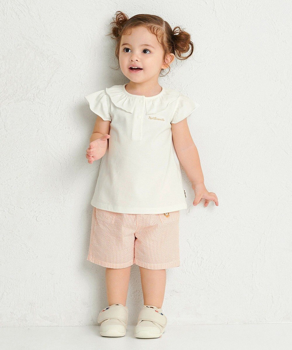 MIKI HOUSE HOT BISCUITS 【80-120cm】サッカー素材 5分丈パンツ 