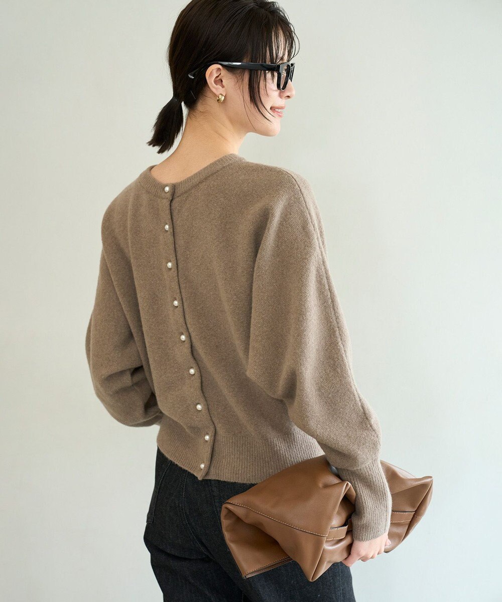 UNFILO 【前後着用 可能】ふわふわニット 2WAY パールボタンカーディガン 