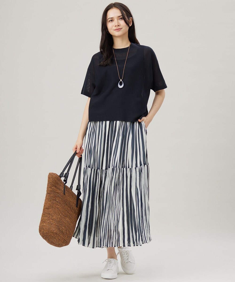 自由区 【アンサンブル対応・洗える】ドライシアーファインゲージクロップド丈 ニット 