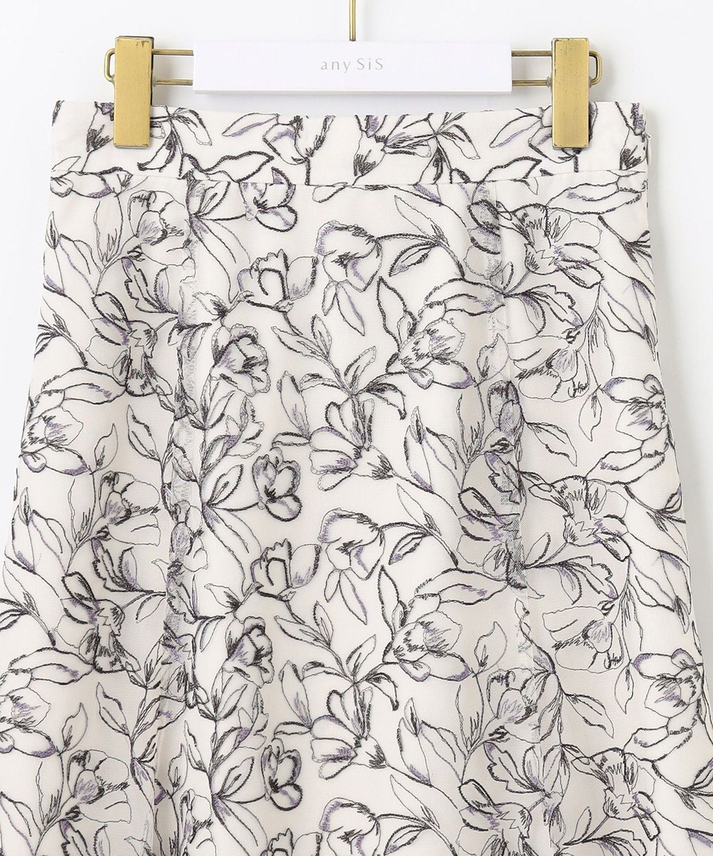 ANY SIS 【洗える】ラインフラワーエンブロイダリー スカート 
