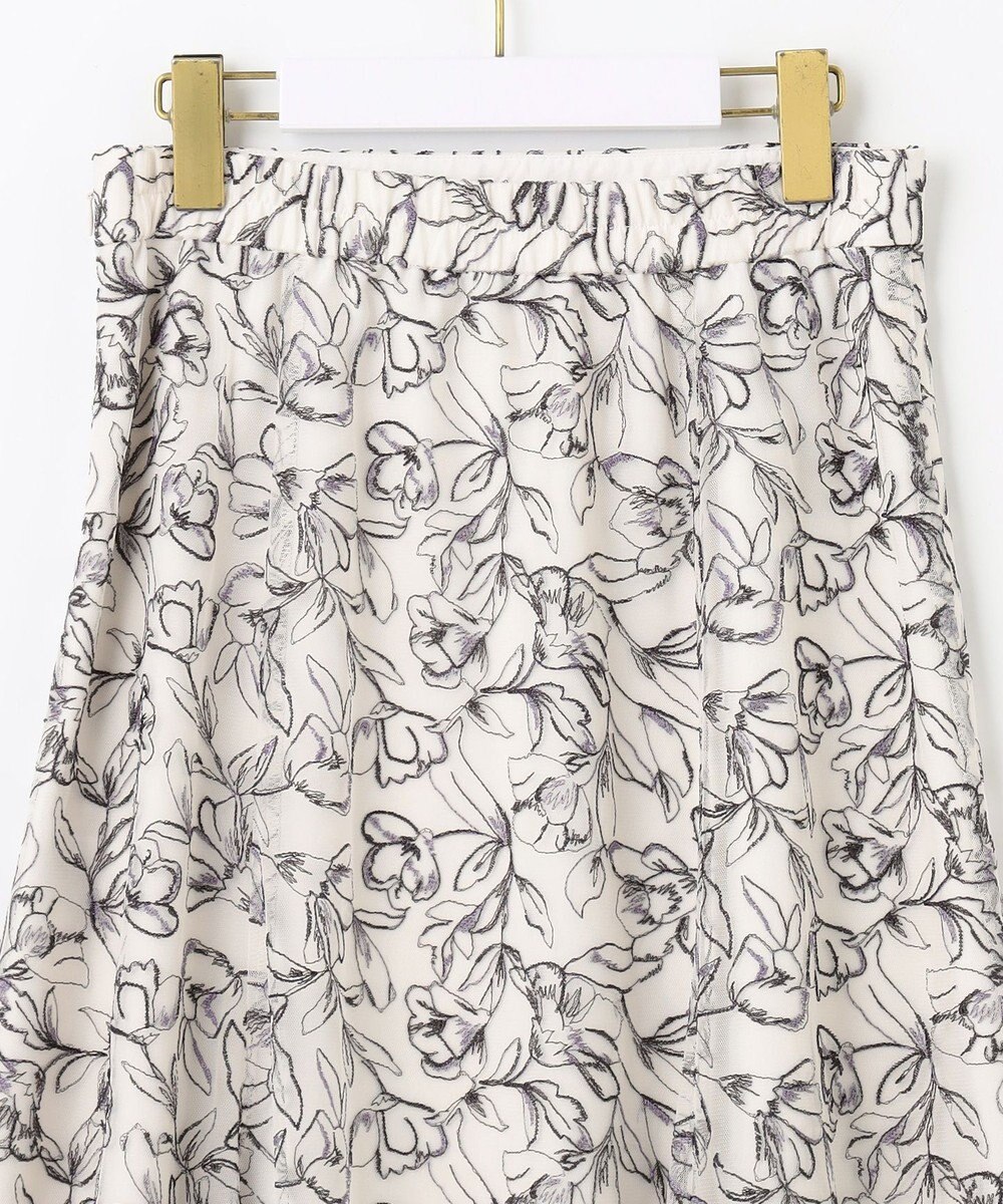 ANY SIS 【洗える】ラインフラワーエンブロイダリー スカート 