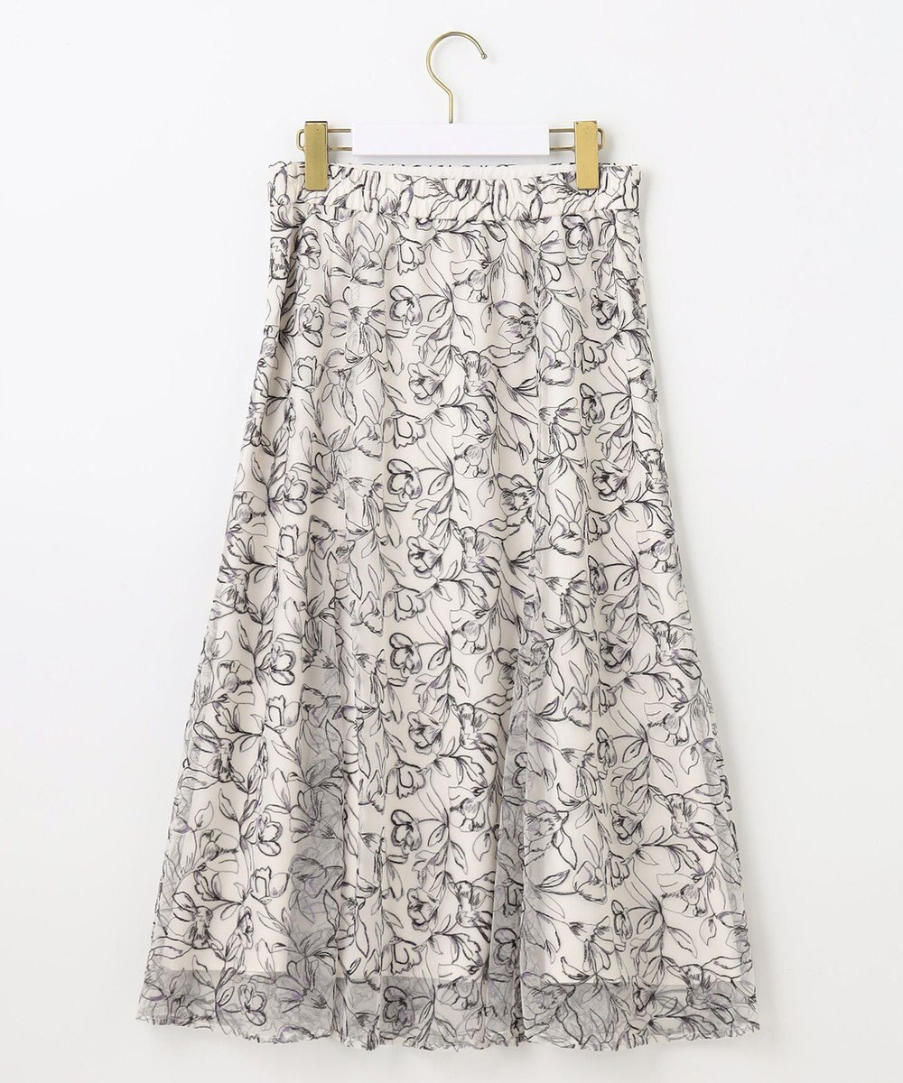 ANY SIS 【洗える】ラインフラワーエンブロイダリー スカート 