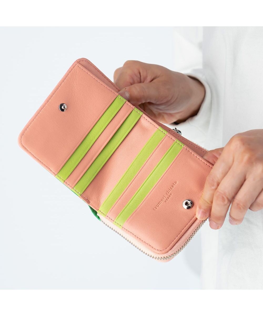 tsumori chisato CARRY カラフルレオパード ラウンドファスナー 2つ折り財布 