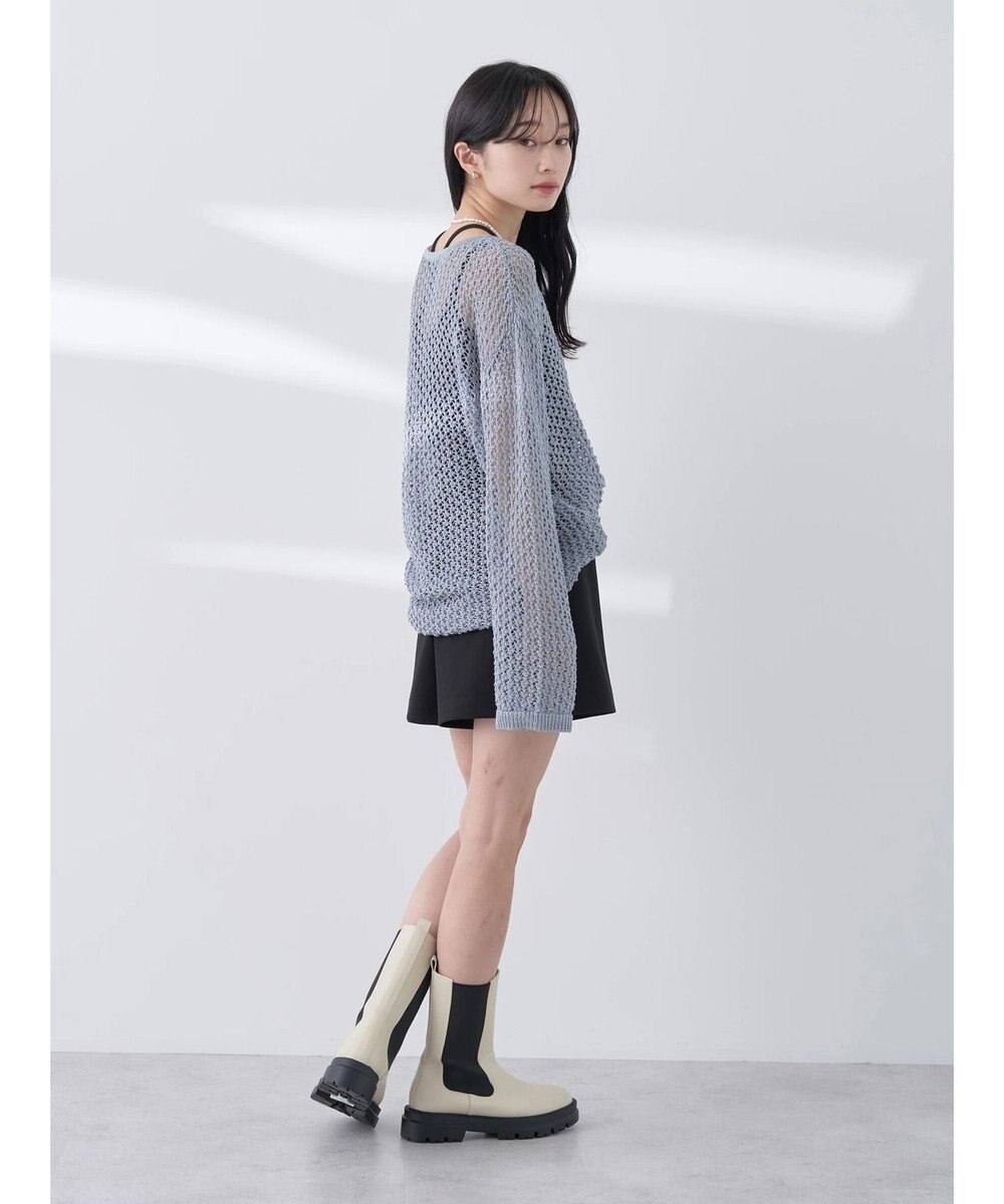 earth music&ecology メッシュ編みニットプルオーバー 