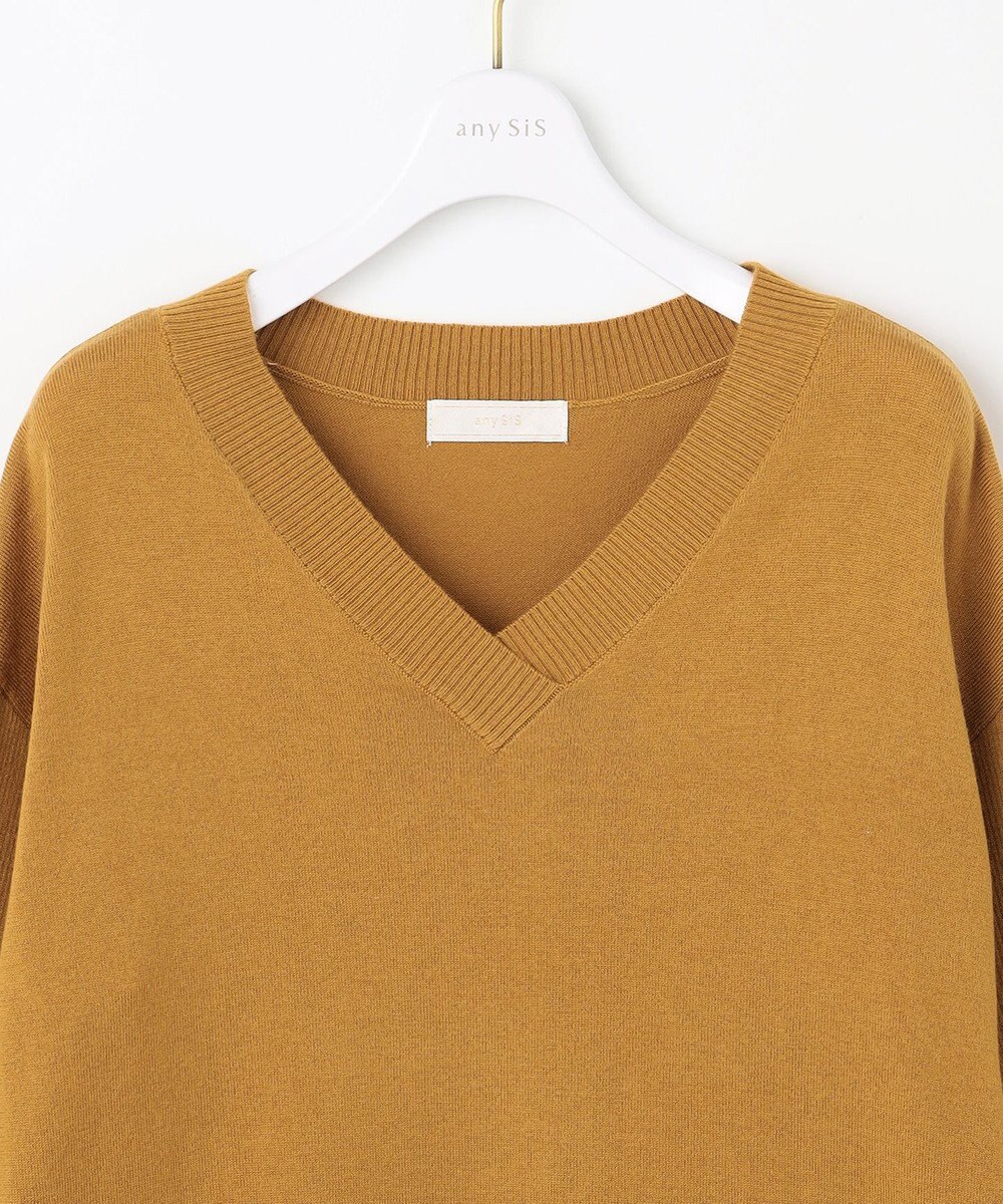 ANY SIS 【ウールブレンドシリーズ】フロント切替Vネック ニット 