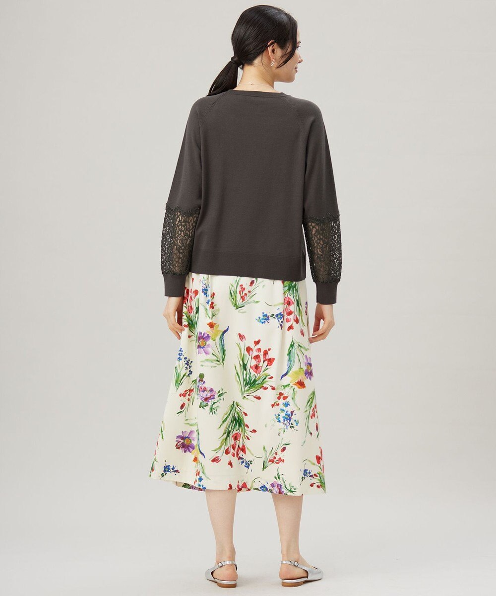 自由区 【洗える】レースコンビ ニット 