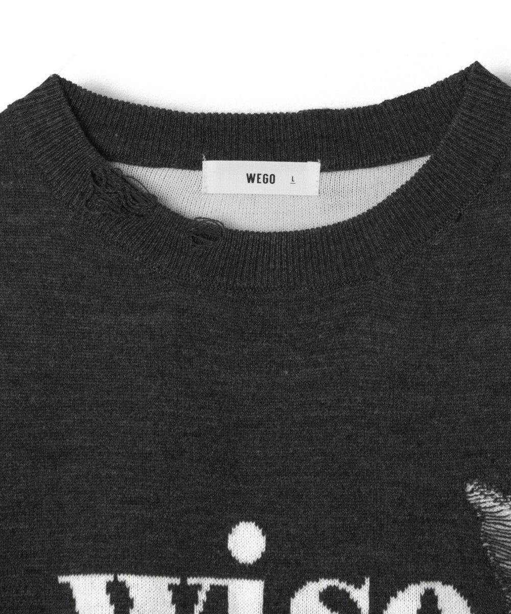 WEGO 【ユニセックス着用ITEM】ダメージジャガードニットプルオーバー 
