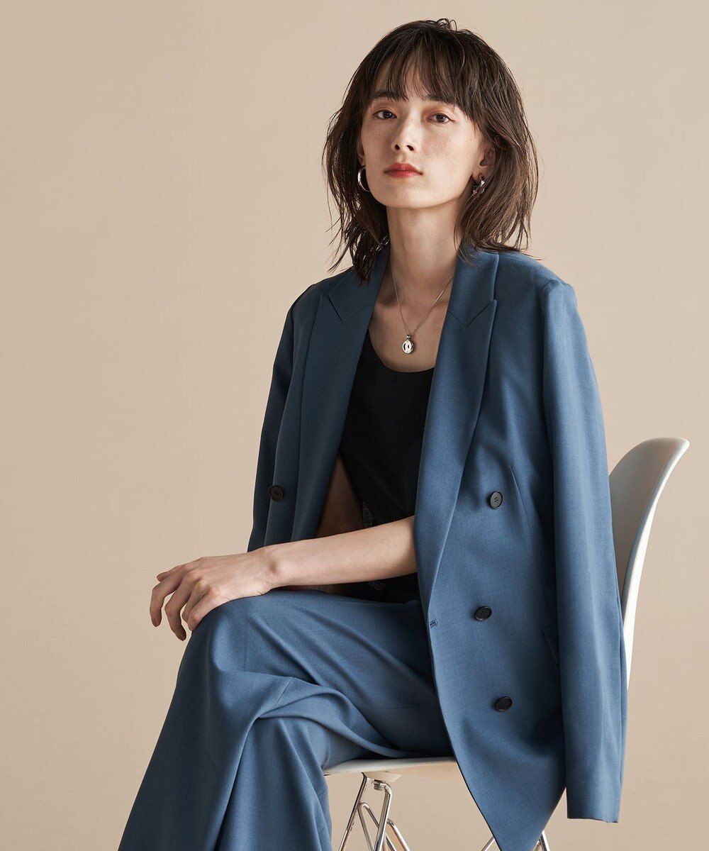 ICB L 【洗える】ウール2WAYストレッチ ダブルブレストジャケット 