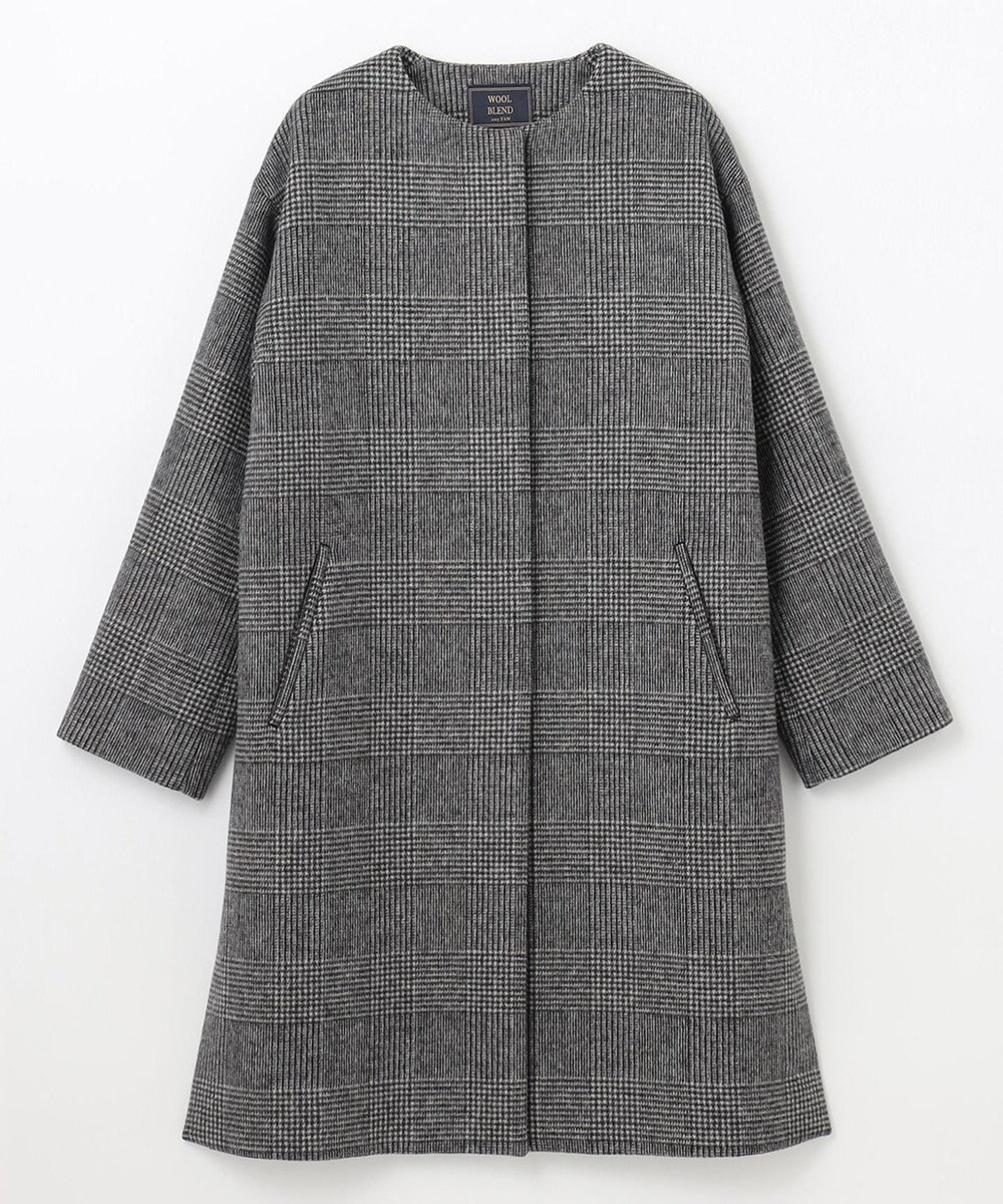 ANY 【防風裏地】ウールブレンドノーカラーコート 