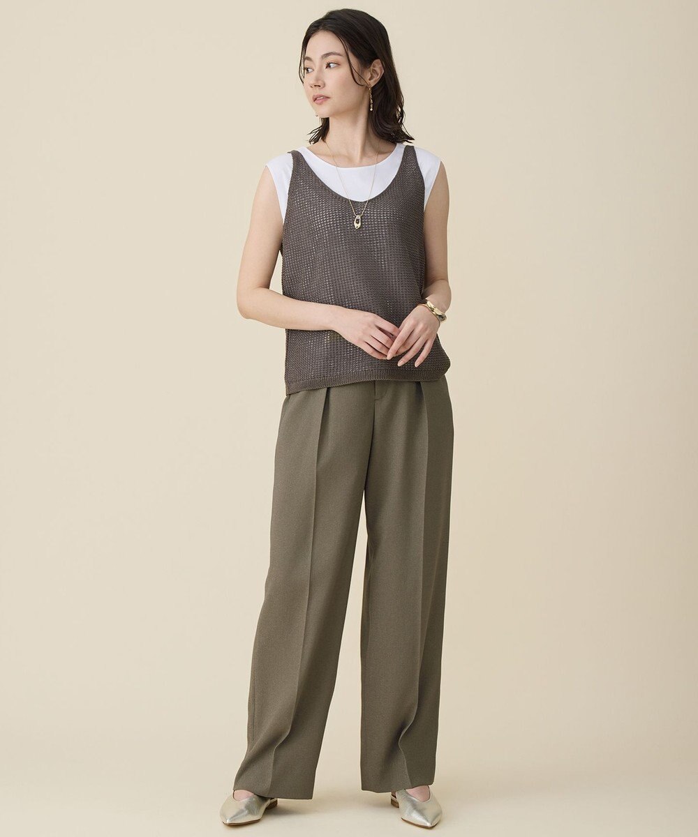 自由区 L 【セットアップ対応】リネンライクシンセティックワイドストレート パンツ 