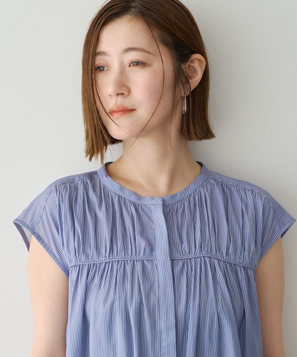 YECCA VECCA <<接触冷感>>フレンチスリーブギャザーブラウス 
