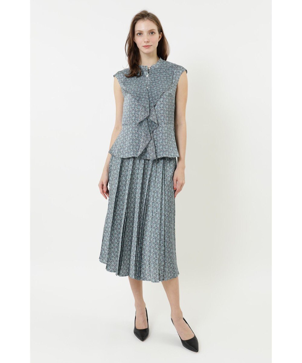 DAKS サテンプリントプリーツスカート 