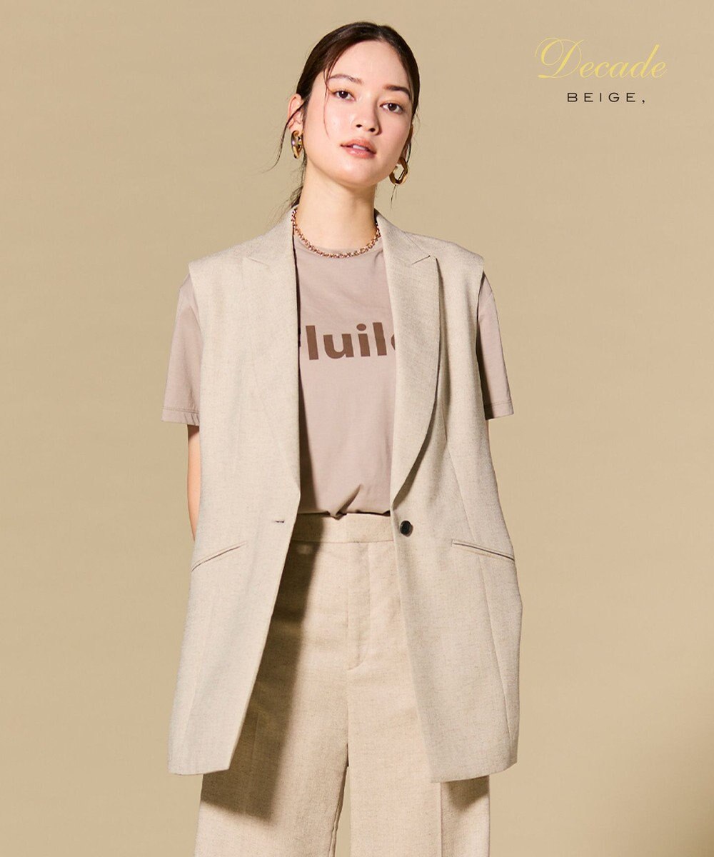 BEIGE， CAROLE / リネンライクノースリーブジレジャケット 