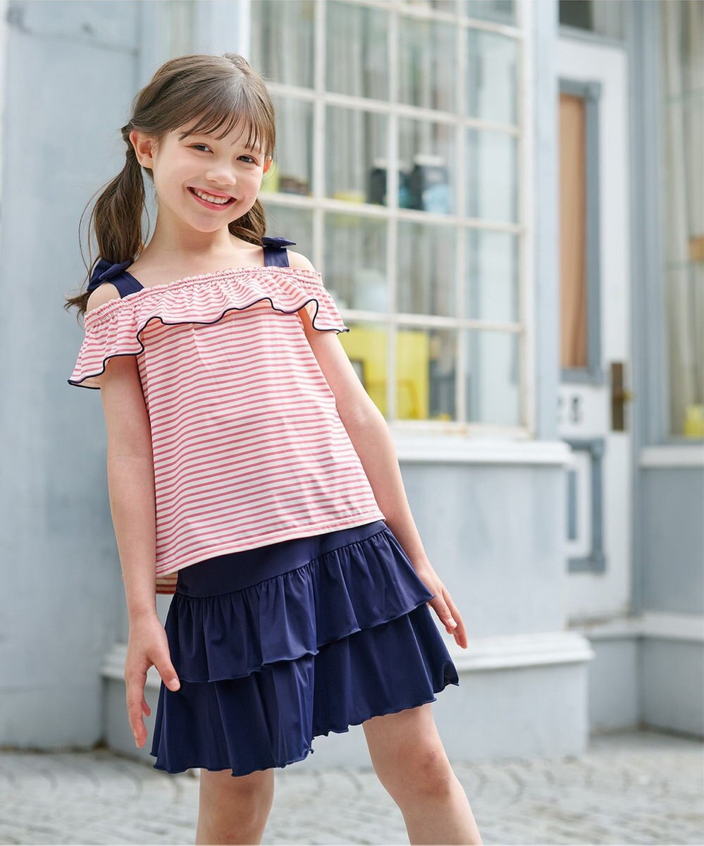 組曲 KIDS 【UVカット】【SS-Lサイズ】マリンストライプ スイムウェア(セパレート) 