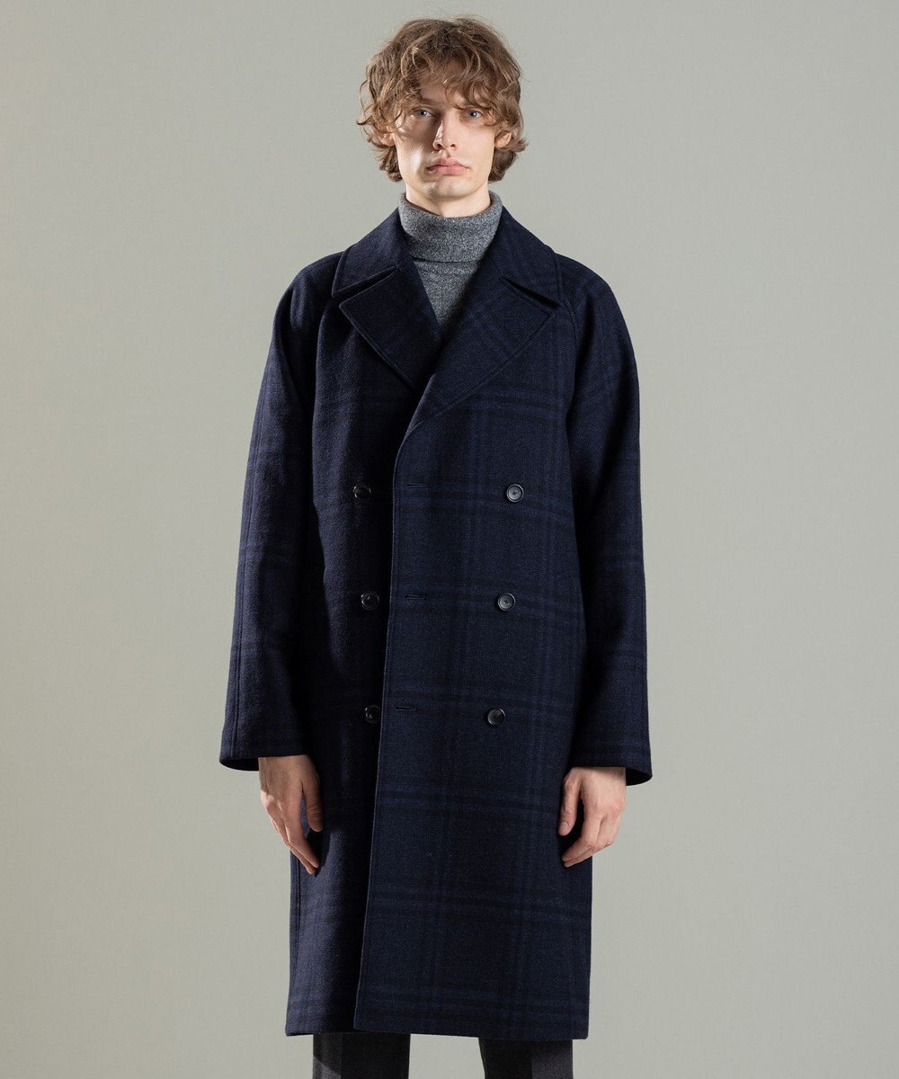 JOSEPH HOMME PLAID MELTON COAT 