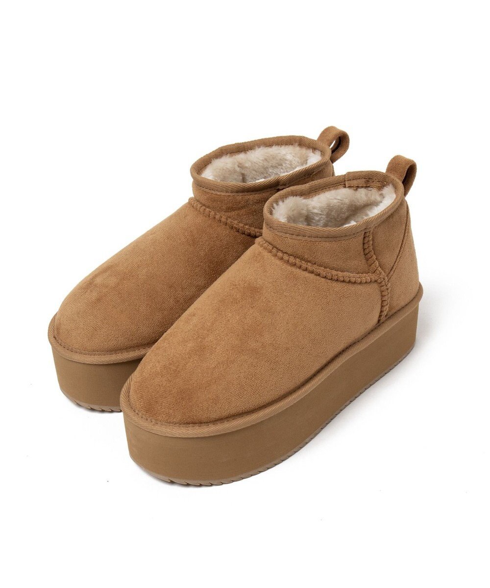 WEGO 【暖かい】厚底ショートFムートンブーツ 