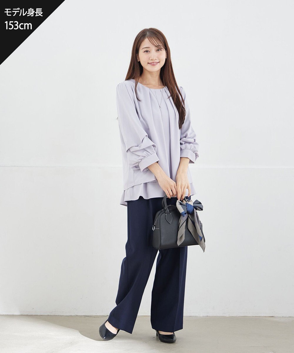 Tiaclasse 【新色追加・洗える】つまみタック袖レイヤードブラウス 