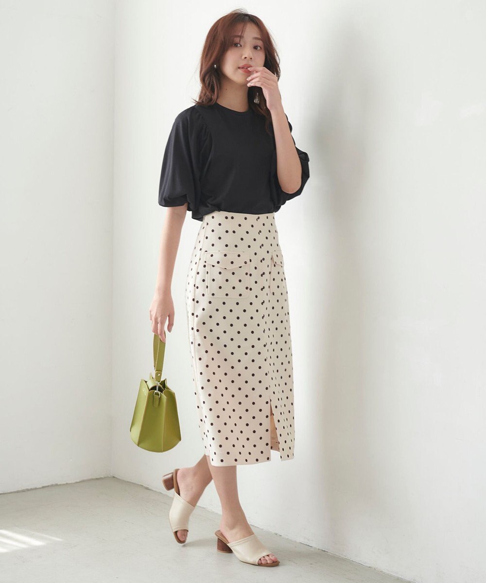 Feroux 【UVケア】バックリボンボリュームスリーブ Tシャツ 