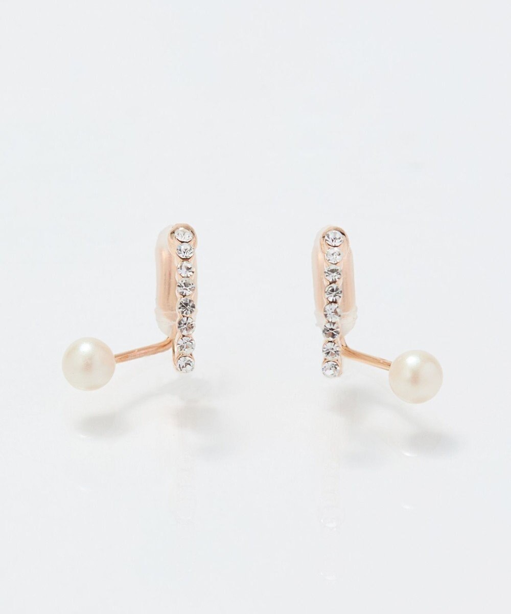 Phoebe 【痛くないシリーズ】ラインストーンパールフロートライトフィットイヤリング　シャンパンゴールド 