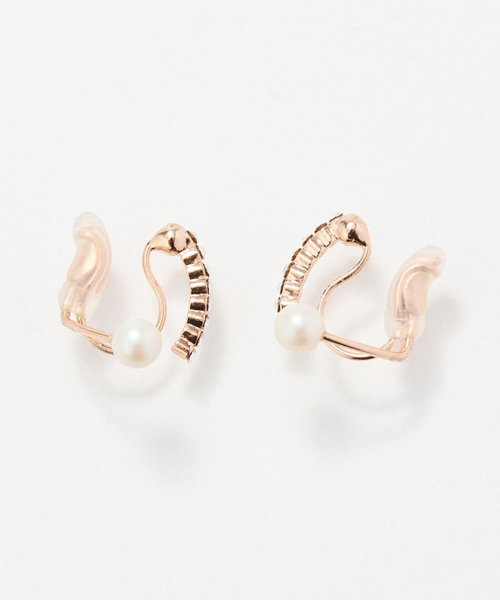 Phoebe 【痛くないシリーズ】ラインストーンパールフロートライトフィットイヤリング　シャンパンゴールド 